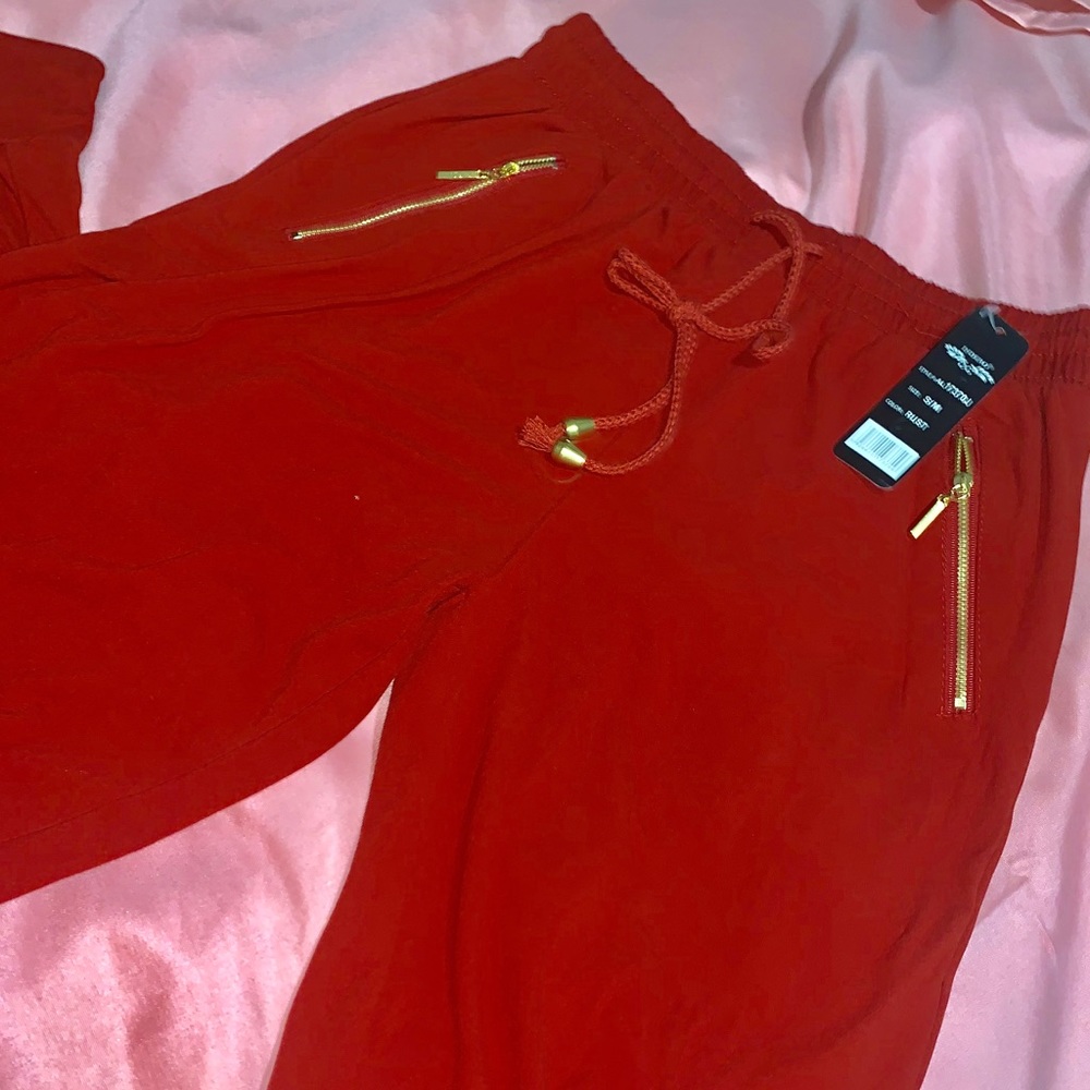 Indero elastic waist drawstring pegged pants S/M